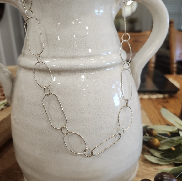 Silpada 925 Sterling Silver Textured Oval Circle Link 35.5" Long Necklace N2731 - Picture 4 of 5